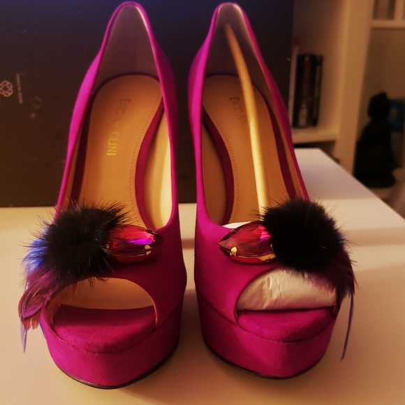 7.5M Enzo Angiolini Fuschia peep toe pumps - Picture 8 of 8